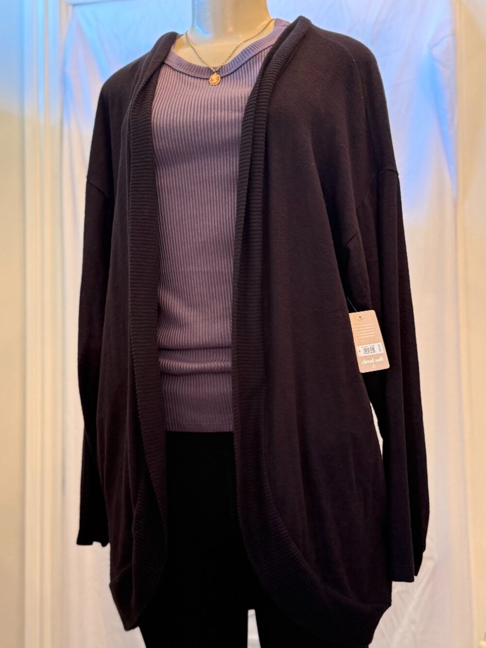 Lucky Brand Black open cardigan with pockets. Cloud soft, Women's M new w/ tags!